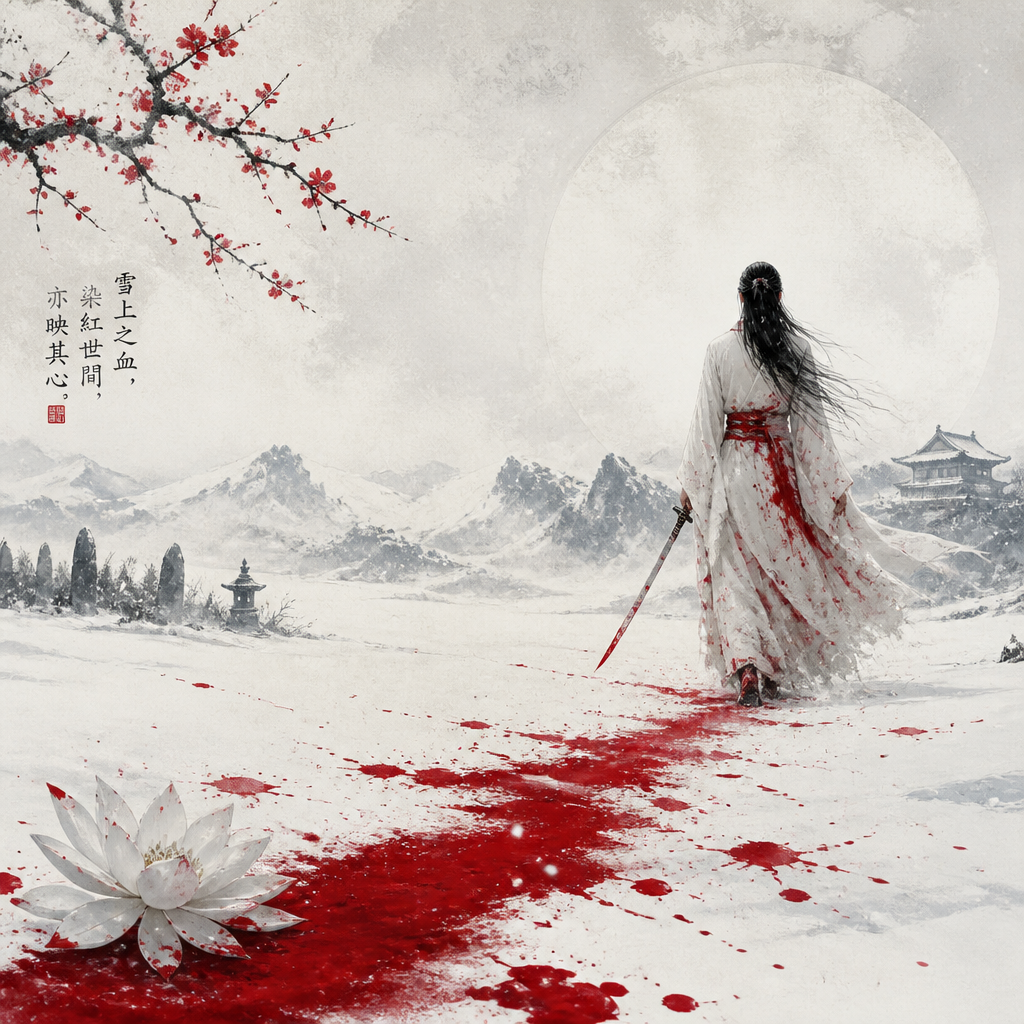 An artistic representation of blood upon the snow