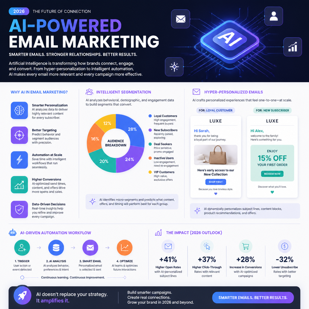 Infographic showing AI in Email Marketing Strategies